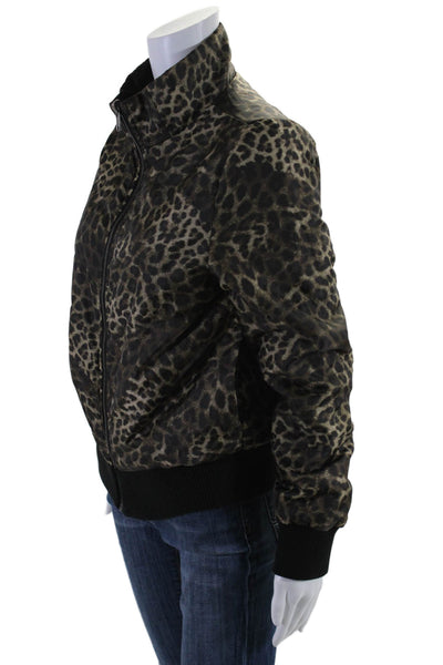 Sab Women's Collared Long Sleeves Full Zip Animal  Print Bomber Jacket Size S