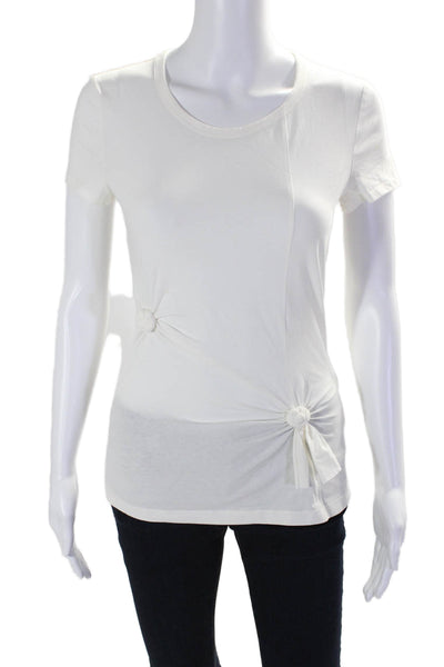 Helmut Lang Womens Cotton Short Sleeve Knotted T Shirt White Size M