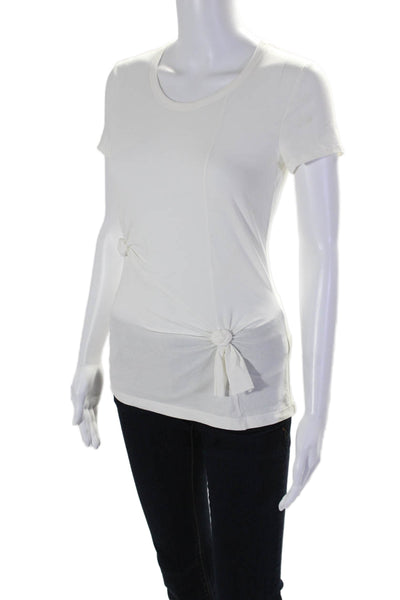 Helmut Lang Womens Cotton Short Sleeve Knotted T Shirt White Size M