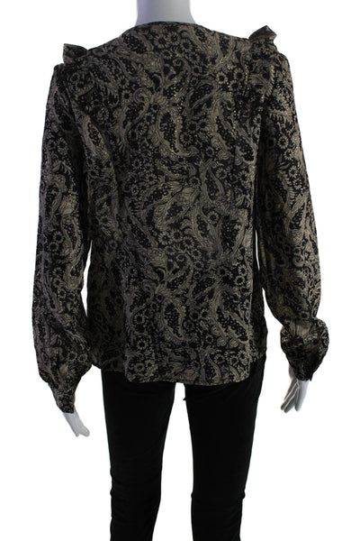 The Korner Women's Round Neck Long Sleeves Glitter Blouse Black Size S