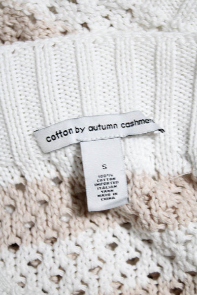 Cotton By Autumn Cashmere Women's Cold Shoulder Open Knit Sweater White Size S