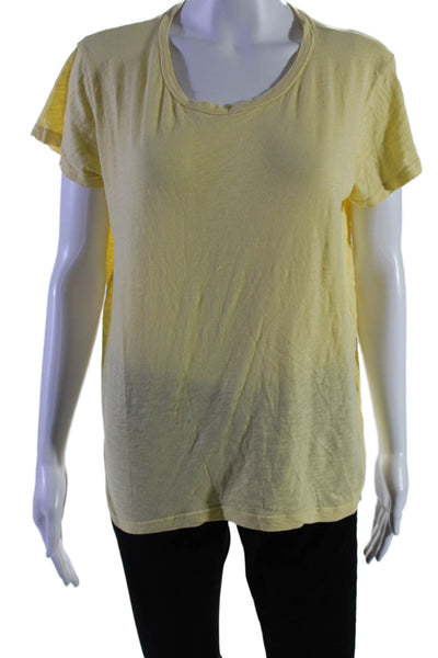 Sundry Womens Short Sleeves Crew Neck Pullover Tee Shirt Yellow Cotton Size 1