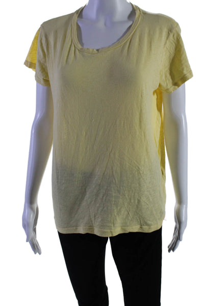 Sundry Womens Short Sleeves Crew Neck Pullover Tee Shirt Yellow Cotton Size 1