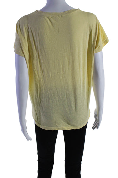 Sundry Womens Short Sleeves Crew Neck Pullover Tee Shirt Yellow Cotton Size 1