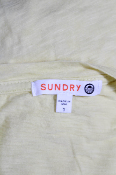 Sundry Womens Short Sleeves Crew Neck Pullover Tee Shirt Yellow Cotton Size 1