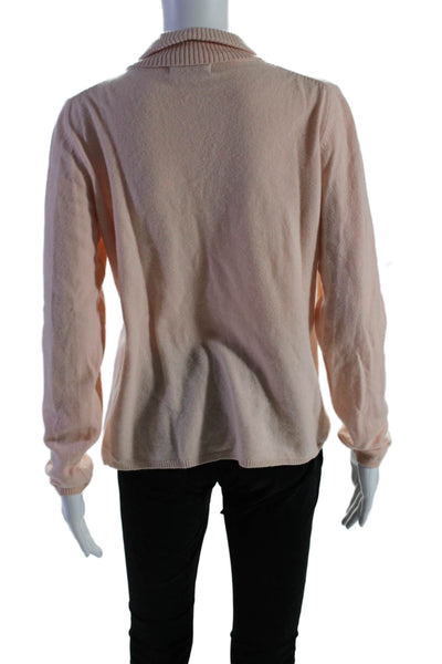 Valerie Stevens Womens Cashmere Long Sleeves Turtleneck Sweater Pink Size Large