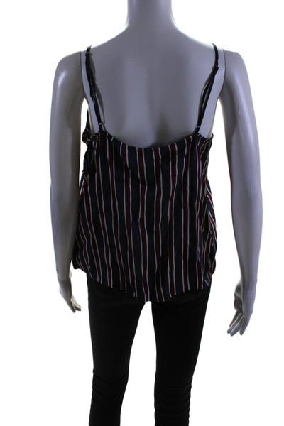 Frame Womens Striped V-Neck Adjustable Pullover Tank Top Blouse Burgundy Size M