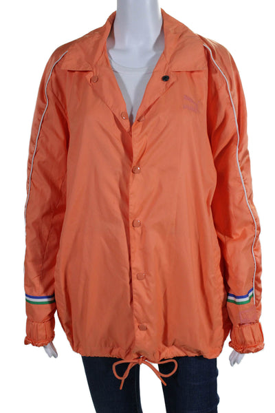 Puma Big Sean Women's Long Sleeves Pockets Button Up Jacket Orange Size M