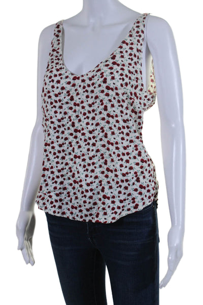 Reformation Womens White Red Floral Print Scoop Neck Sleeveless Tank Top Size M