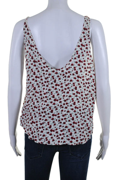 Reformation Womens White Red Floral Print Scoop Neck Sleeveless Tank Top Size M