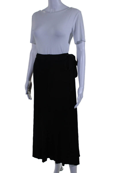 Live the Process Womens Black Ribbed Knit Midi Wrap Skirt Size M