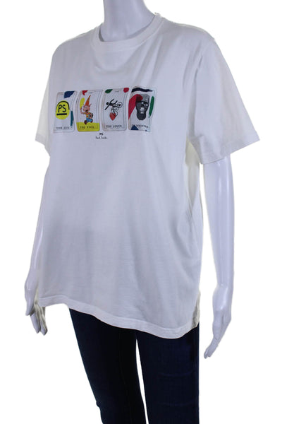 PS Paul Smith Womens Cotton Short Sleeve Graphic Print T Shirt White Size L