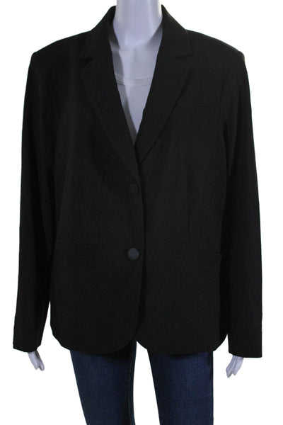 Calvin Klein Womens Two Button 3/4 Sleeve Notched Lapel Blazer Jacket Black 18W