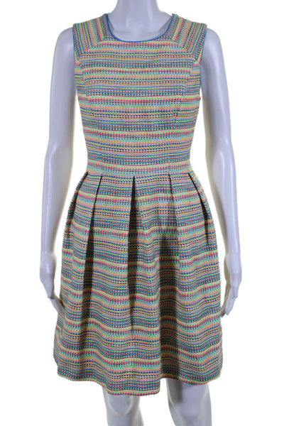 Shoshanna Womens Back Zip Scoop Neck Striped Shift Dress Multicolored Size 6