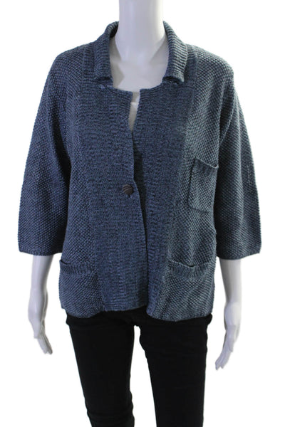 Poetry Womens Linen Blend Collar One Button 3/4 Sleeve Jacket Size 42/44