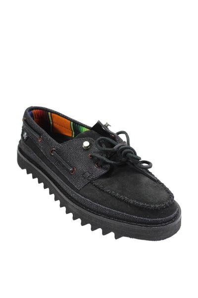 Sperry X Fresh Rags A/O Eye Vibram Mens Textured Embossed Black Shoes Size 8