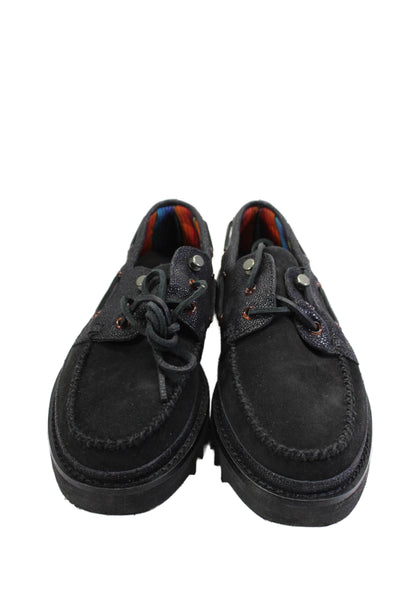 Sperry X Fresh Rags A/O Eye Vibram Mens Textured Embossed Black Shoes Size 8