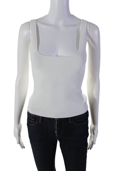 Vince Womens Sleeveless Square Neck Basic Cropped Top White Size XS