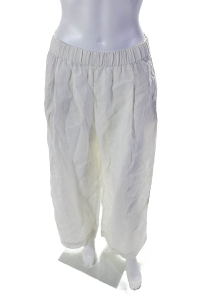 Oysho Womens Slip On Embroidered Mesh Detailed Front Pleated Pants White Size M