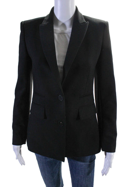 Maje Womens Solid Black Two Button Long Sleeve Lined Blazer Size 36