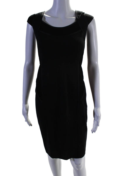 Donna Karan New York Womens Black Textured Scoop Neck Bodycon Dress Size 6