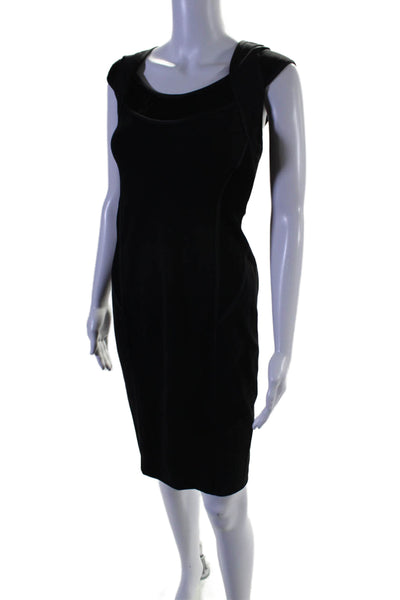 Donna Karan New York Womens Black Textured Scoop Neck Bodycon Dress Size 6