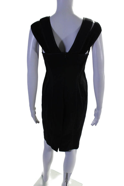 Donna Karan New York Womens Black Textured Scoop Neck Bodycon Dress Size 6