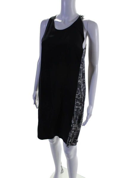 3.1 Phillip Lim Womens Silk Black Graphic Back Crew Neck Sleeveless Dress Size 0