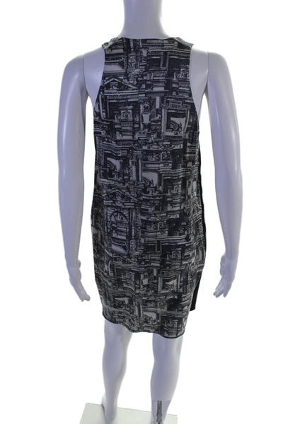 3.1 Phillip Lim Womens Silk Black Graphic Back Crew Neck Sleeveless Dress Size 0