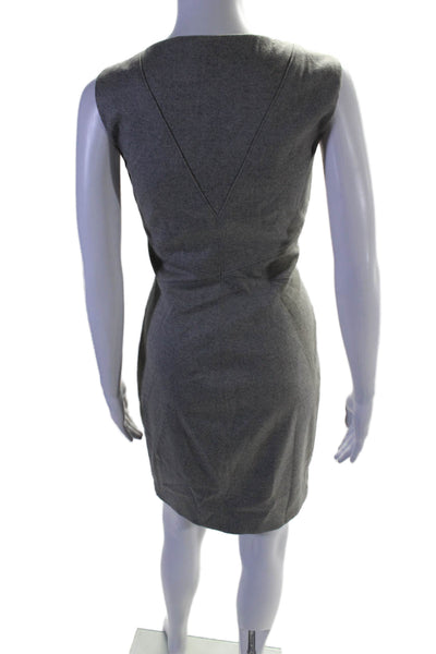 Helmut Lang Womens Wool Gray Drape Neck Zip Detail Sleeveless Shift Dress Size 8