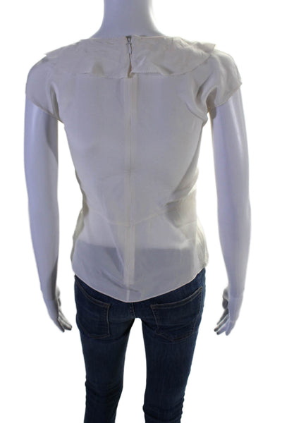 Paul Smith Womens Silk V-Neck Sleeveless Zip Up Blouse Top Cream Size 38