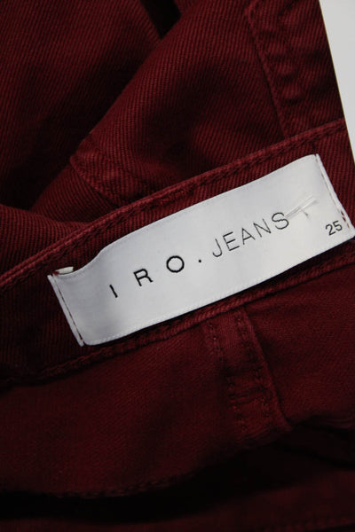 IRO Women's Midrise Five Pockets Distress Skinny Jeans Pants Burgundy Size 25