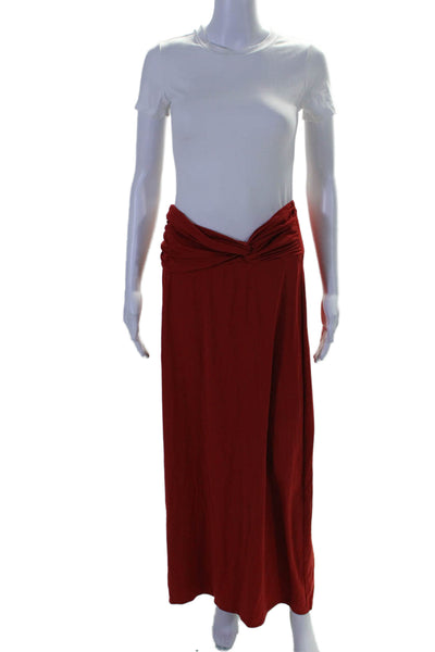 Carmen Marc Valvo Womens Twist Waist Knit Maxi Skirt Red Size Small