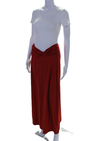 Carmen Marc Valvo Womens Twist Waist Knit Maxi Skirt Red Size Small