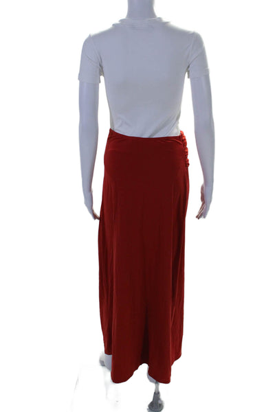 Carmen Marc Valvo Womens Twist Waist Knit Maxi Skirt Red Size Small