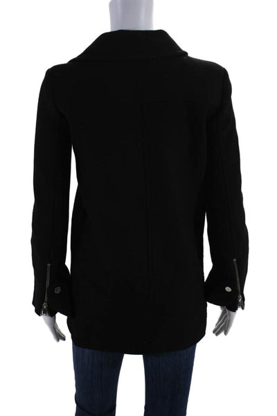 Zara Woman Collared Long Sleeves Asymmetrical Full Zip Jacket Black Size S