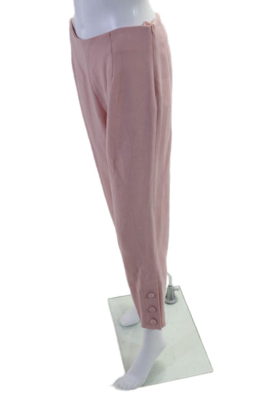 Lela Rose Womens Mid Rise Three Button Trim Straight Leg Pants Pink Wool Size 6