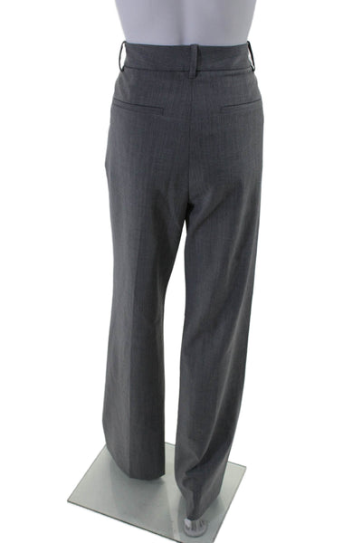 Nili Lotan Womens Zipper Fly High Rise Pleated Dress Pants Gray Wool Size 12