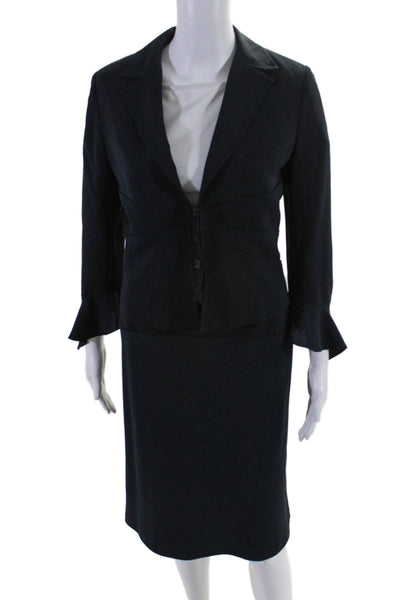 Pablo Girard Darel Womens Button Front Cropped Skirt Suit Navy Blue Size IT 38