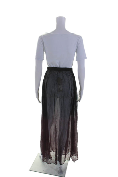 Chan Luu Womens Pull On A Line Maxi Skirt Black Purple Size Extra Small