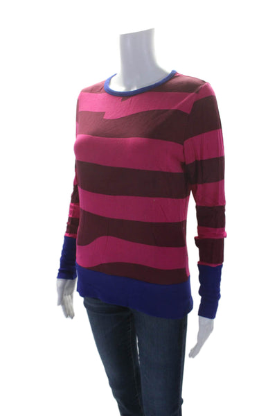 Agatha Ruiz De La Prada Womens Striped Long Sleeves Sweater Pink Blue Size Small