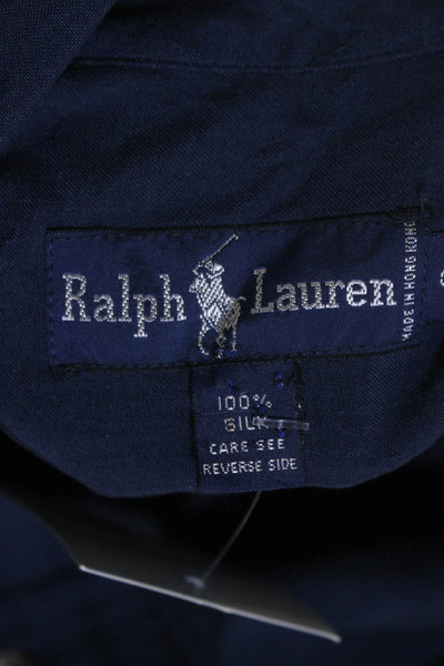 Ralph Lauren Blue Label Womens Long Sleeves Button Down Blouse Navy Blue Size 8