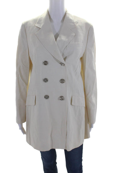 Moschino Cheap & Chic Womens Double Breasted Coat White Wool Blend Size 12