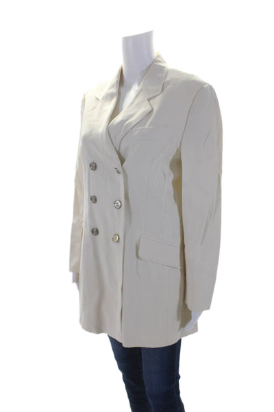 Moschino Cheap & Chic Womens Double Breasted Coat White Wool Blend Size 12