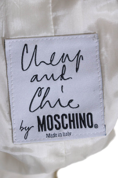 Moschino Cheap & Chic Womens Double Breasted Coat White Wool Blend Size 12