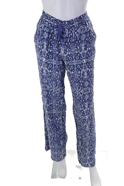 Joie Womens Silk Abstract Print Drawstring Waist Pajama Pants Navy Size S