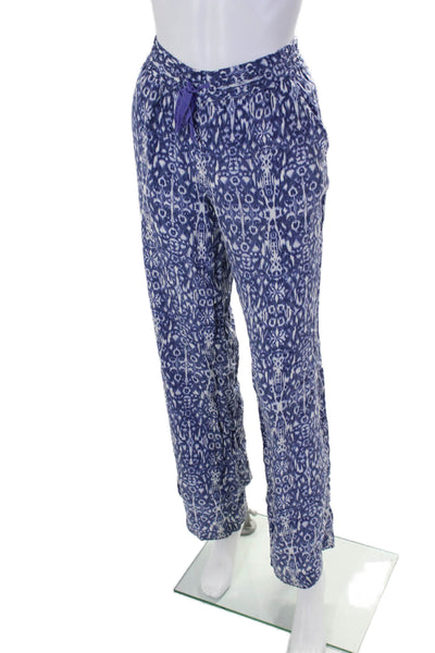 Joie Womens Silk Abstract Print Drawstring Waist Pajama Pants Navy Size S