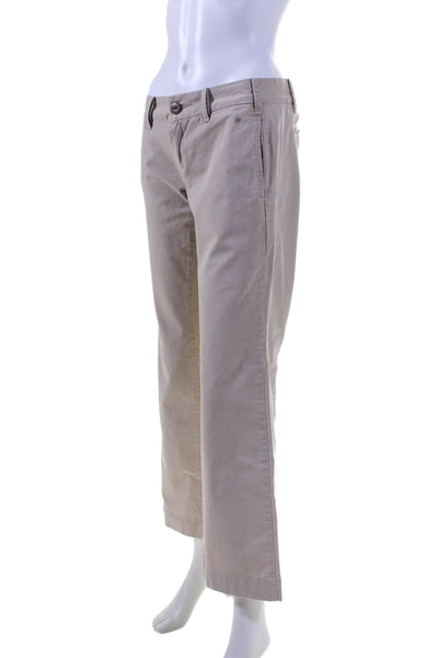 G1 Women's Button Closure Flat Front Straight Leg Ankle Pants Beige Size 2