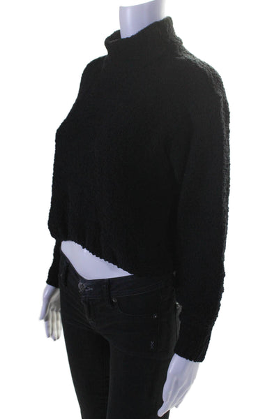 Superdown Women's Mock Neck Long Sleeves Pullover Crop Sweater Black Size XS