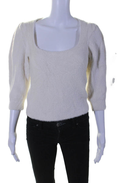 Free People Women's Scoop Neck Long Sleeves Pullover Sweater Beige Size XS